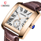CHENXI men's casual watch fashion leather calendar square quartz needle and figure watch CX-063A