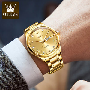 OLEVES Watch for men gold diamond waterproof luminous business causal quartz men watch 5563 MEN