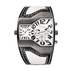 Oulm HP1220B quartz watch personality men's watch dual time zone fashion large dial belt men's watch cross-border ins style