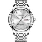 Kingnuos 1758 Double Calendar Steel Band Watch Round Genuine Quartz Watch Business Non Mechanical Watch
