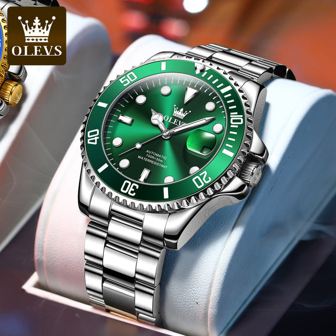 OLEVS Watch Green Water Ghost Automatic Mechanical Watch Luminous Waterproof Men's Watch 6650 Mechanical