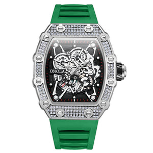 ONOLA ON3827D Full Diamond High Quality Live Fashion Waterproof Quartz Men's Watch Silicon
