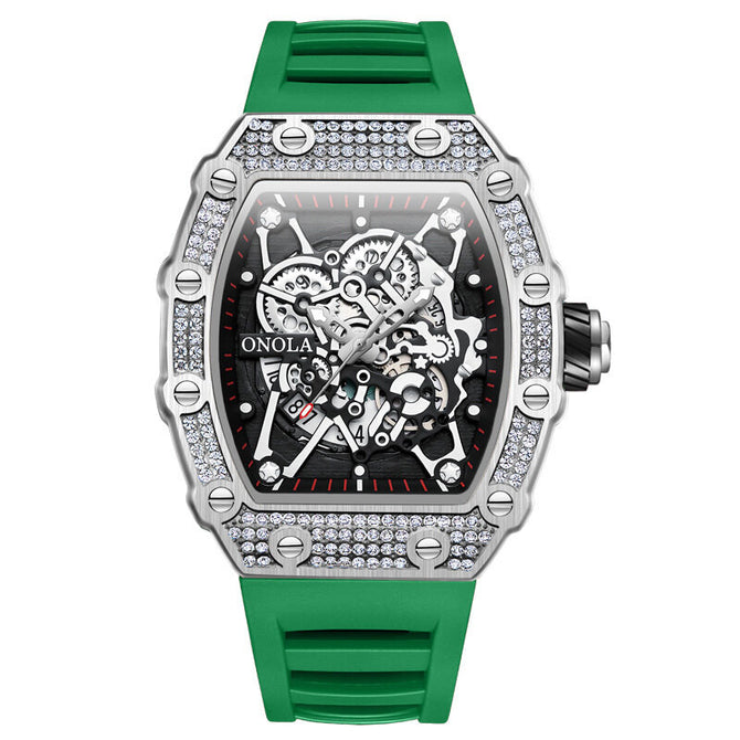 ONOLA ON3827D Full Diamond High Quality Live Fashion Waterproof Quartz Men's Watch Silicon