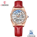 Chenxi Watch Ladies Fashion Skeleton Automatic Mechanical Watch Waterproof Luminous Watch CX-8848L