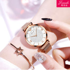 High-end Ladies Gypsophila Watch Rose Gold Butterfly Buckle Steel Band Student Waterproof Women's Watch H7105
