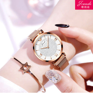 High-end Ladies Gypsophila Watch Rose Gold Butterfly Buckle Steel Band Student Waterproof Women's Watch H7105