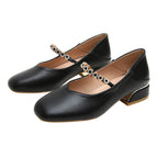 Leather shoes women 2022 new simple square toe Mary Jane women's shoes thick heel single shoes 189-20