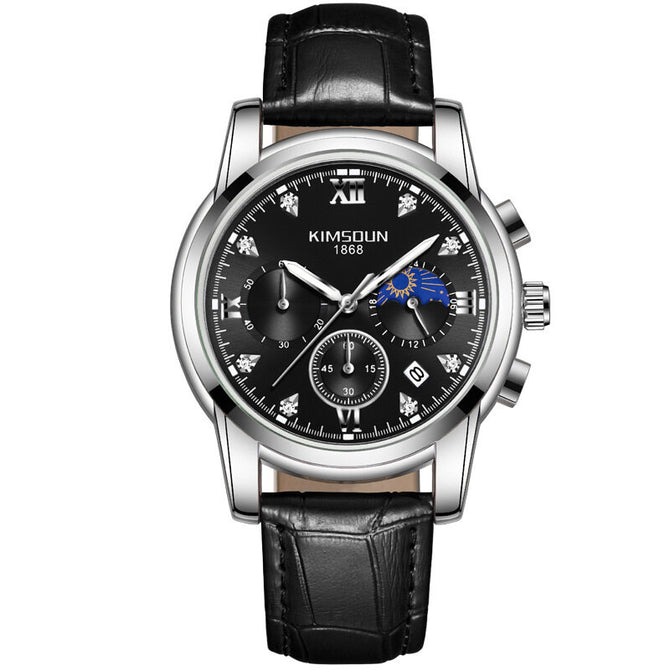 KIMSDUN Moon Phase Men's Watch Men's Fashion Watch Waterproof Multifunctional Chronograph Quartz Watch K-1801B