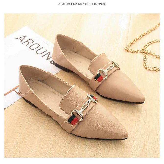 2021 Korean flat single shoe fashion metal buckle soft casual office lady women's shoes 333-b9