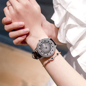 2022 fashion trend double layer fortune men's steel strap large dial rotary watch diamond inlaid watch women