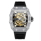 ONOLA ON3829D watch for men Fashion full diamond automatic mechanical watch men's silicone strap waterproof watch