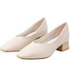 2022 new Korean style fashion shallow mouth slip-on shoes thick heel square toe fashion medium heel shoes women 3168