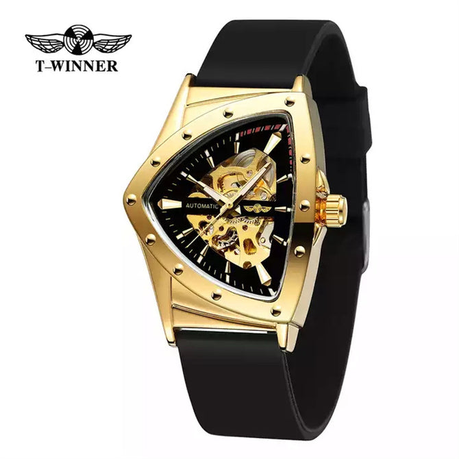 New Winner European American Style Men's Fashion Casual Hollow Triangle Automatic Mechanical men Watch SLZg121