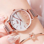 GEDI 12000 Starry Sky Women Fashion Casual Watch Elegant Luxury Stainless Steel Magnetic Strap Waterproof Ladies Diamond Rhinestone Analog Quartz Wristwatch