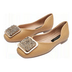 Flat fashion single shoes women's 2022 spring new Korean Square Head shallow mouth scoop shoes large flat bottom women's shoes 555-3