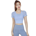 New yoga vest Women Chest Pad Mesh Breathable Running Fitness Skinny Exercise Top Short Sleeve Yoga T-shirt JYMD032