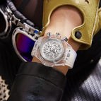KIMSDUN Silicone strap Fashion Simple Transparent Multifunctional Waterproof Couple Watch Student Quartz Watch K-719D