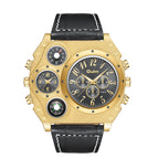 Oulm large dial men's watch athleisure leather compass fashion trendy quartz watch HP1349IPG
