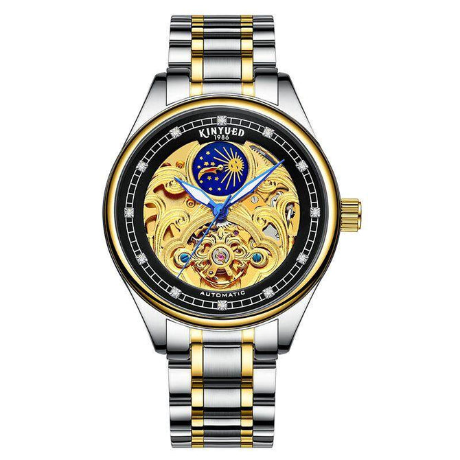 New KINYUED Skeleton Automatic Mechanical Watch Tourbillon Luminous Men's Waterproof Watch JYD-J033