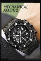 Men's Watch Retro Personalized Diamond-Embedded Large Dial Timing Function Luminous men casual Quartz Watch 2665