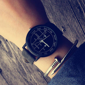 Youth Popular Watch Boys Personality Korean Fashion Leather-Belt Watch Mori Style School Student Watch English Dial Watch