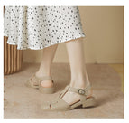 Sandals women's 2022 summer new back empty sandals women's thick heels all-match small fragrant wind one word buckle sandals women 2633-2