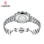 Chenxi Multi-Functional Men's Watch Moon Calendar Timing Waterproof Black Steel Belt Quartz Watch CX-962