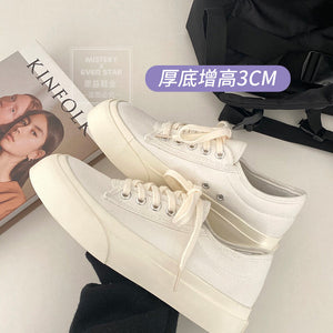 2021 new simple style Japanese and korean platform big-toed canvas shoes student daily cute all-match white shoes women 533