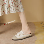 Fisherman's shoes women's 2022 spring and summer new bow sandals and slippers women's flat bottom half slippers 613-1