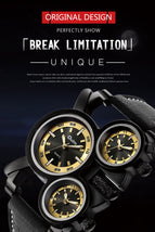 Oulm watch for men new multi time zone leather men's watch luminous trend casual quartz watch HP1167