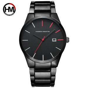 Hannah Martin Original Design Waterproof Tungsten Black Steel Strap Watches Business Calendar Quartz Men's watch HM-17551