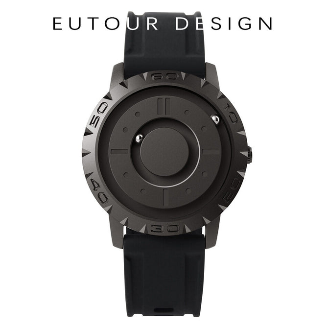 EUTOUR Tidy black technology cool concept rimless design watch magnetic ball men's women's personalized creative watch male with box