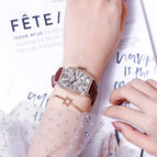 GUOU 8200 Women's Watch Light Luxury Wine Bucket Digital Watches Net-red Temperament Rhinestone Women's Real Belt Large Dial Square Watch for women