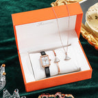 2021 New Fashion lady watch Square Set Women's Watch Small Green quartz bracelet Watch set fxn051