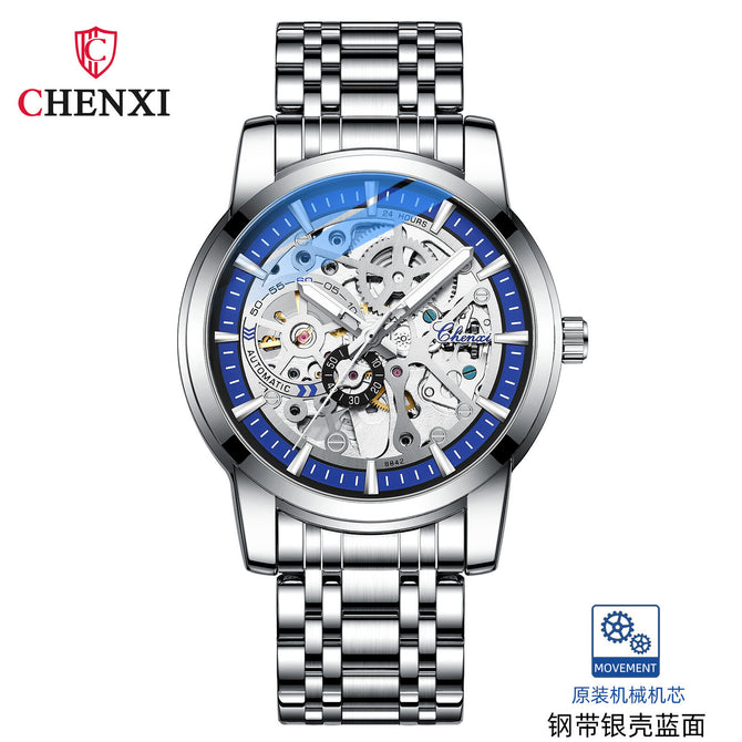 Chenxi high-end new solid automatic hollow mechanical watch men's men's waterproof luminous watch