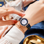 STARKING watch real diamond blue sandstone quartz watch trendy fashion watch women's leather watch