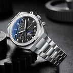 Chenxi Multi-Functional Men's Watch Moon Calendar Timing Waterproof Black Steel Belt Quartz Watch CX-962