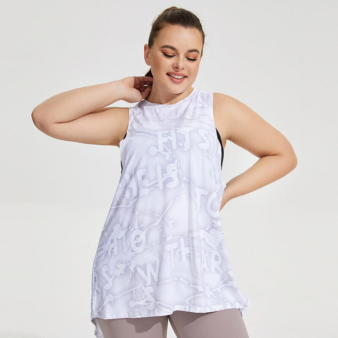 Plus Size Yoga Vest Women Hollow Breathable Quick-Drying Sports Sleeveless T-shirt Loose Fitness Running Top YY198
