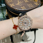 【Large stock】Diminnie Korean Version Full Diamond Belt Women's Watch Fashionable Classy Rotating Large Dial Ladies