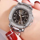 GEDI 3200 Fashion Casual Rhinestones Watches Stainless Steel Waterproof Ladies Analog Quartz Wristwatch Female Gift Clock Watch for Women