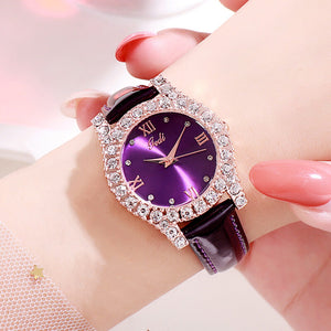 GEDI 51009 Women Fashion Casual Watches New Style Leather Strap Simple Quartz Wristwatch Korean Version Diamond Ladies