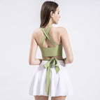 2023 Yoga Clothes Lace-up Sports Fitness Vest Women's Running Sports Cross Back Underwear with Chest Pad Top Women's