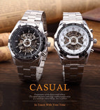Winner340 Classic Look Men's Fashion Casual Hollow Luminous Semi-automatic Mechanical men Watch SLZ56