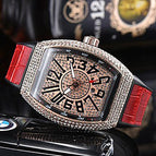 Watch for me Full Diamond Quartz Watch Pin Buckle Fashion Men's Watch Barrel-Shaped Couple Watch 8122