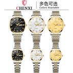 CHENXI Business Dual Calendar Watch Couple Steel Strap Watch in Stock Men's and Women's Quartz Watch CX-8212A inter-gold