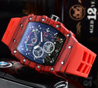 Watch for me Barrel-Shaped Quartz Watch Fashion Six-Pin Running Seconds Wood Grain Waterproof Men's Watch 9791F