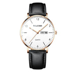 Belushi  541 2019 Men Watch Ultra Slim Steel Mesh Quartz Wristwatch Dual Calendar Simple Black Clock Male Watch