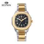 BESTWIN men's watch Square Butterfly Clasp Fashion Steel Calendar Men's casual Quartz Watch 985
