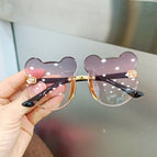 Cute Cartoon Bear Sun Glasses for Children Fashion Kids Sunglasses Girls Rimless Transparent Anti-glare Glasses Trendy Boys