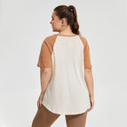 Women plus size T-shirt Loose Breathable Yoga Clothes Blouse Women's big Size Printing Color Contrast Running Athletic Clothing Short-Sleeved Clothes T-shirt YY182